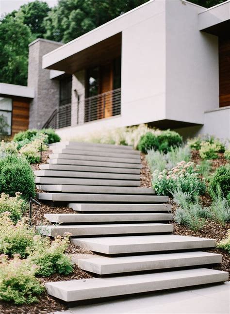 Fun And Different Exterior Staircase Incased By Greenery Landscape