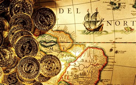 Bullion Gold Coins Money Dollars Ingots Fantasy Pirate Maps Ships
