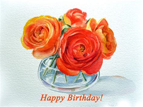 Happy birthday greetings card by sheila gill greeting cards gifts. Happy Birthday Card Flowers Painting by Irina Sztukowski