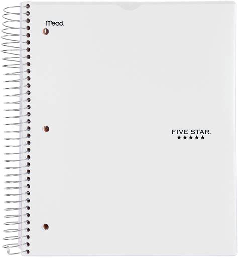 Five Star Spiral Notebook 5 Subject College Ruled Paper 200 Sheets
