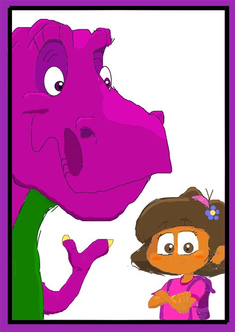 Barney And Dora In Anime Purpledino101 Illustrations Art Street