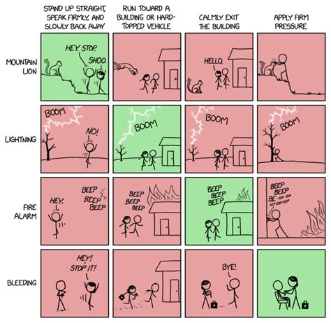 Xkcd Pairwise Matrix Of What To Do In An Emergency Flowingdata