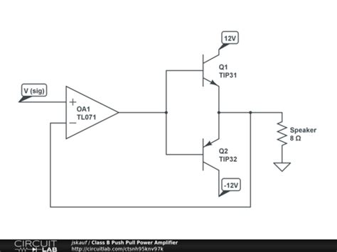 Class B Push Pull Power Amplifier Circuitlab