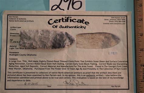 Rare Authentic Clovis Point Paleo Period Artifact Arrowhead Wcoa Auction