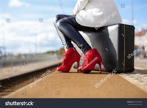 Woman In High Heels At Train Station Stock Photo 525470698 Shutterstock