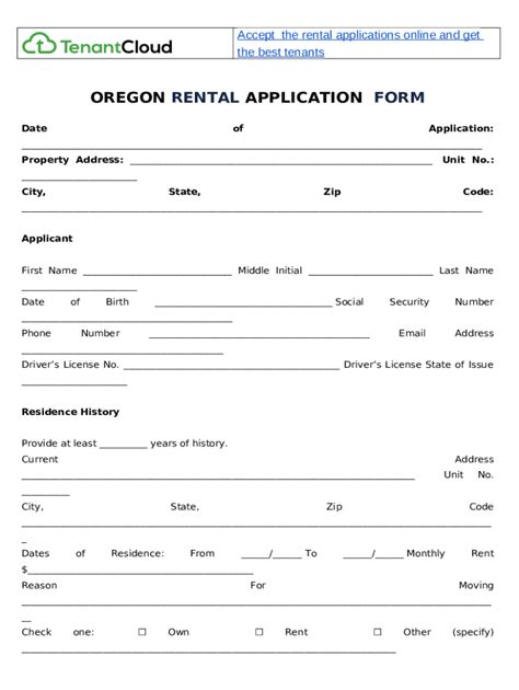 Oregon Rental Application Doc Template Pdffiller