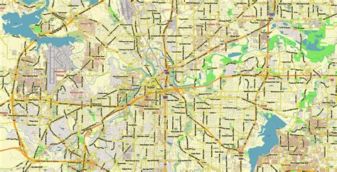 Fort Worth Texas Us Map Vector Metro Area City Plan Low Detailed For
