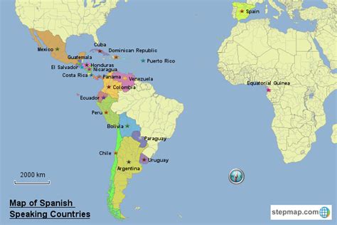 Stepmap Map Of Spanish Speaking Countries Landkarte Für World