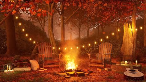 Cozy Fireplace In The Autumn Forest Cozy Fall Ambience Crackling