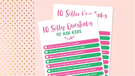 Silly Questions To Ask Kids Free Printable Sheet