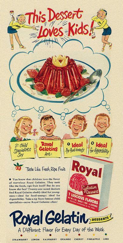 Illustrated 1950 Ad Royal Gelatin Desserts Vintage Recipes Food Ads Gelatin Dessert