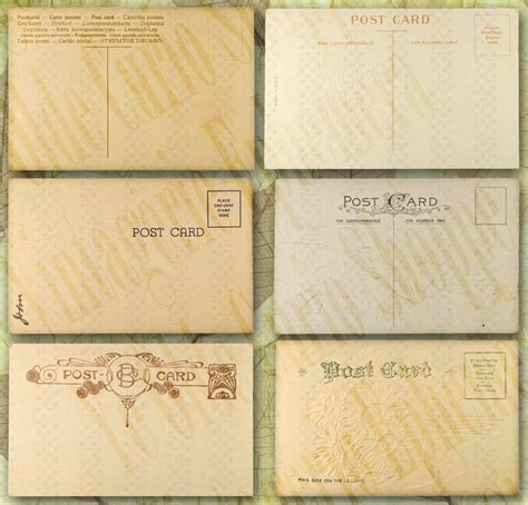 Vintage Blank Digital Postcards Set Of Six 6 Set 1 Etsy