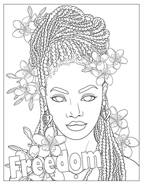 Freedom Coloring Page Black Woman Coloring Page Printable Etsy People