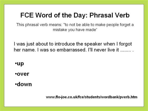Word Of The Dayphrases Verbals Whit Up Over Down Word Transformation