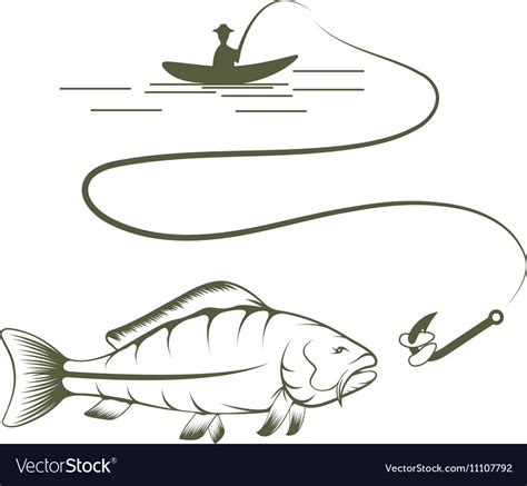 Fishing Man On A Boat Drawing Royalty Free Vector Image