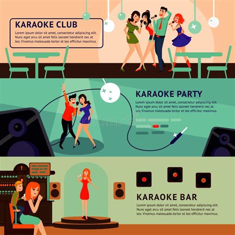 Karaoke Party Horizontal Banners Stock Vector Illustration Of Karaoke