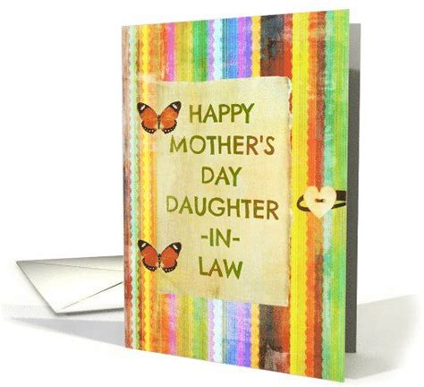 Happy Mothers Day Daughter In Law Stripes Butterfly Hinges Heart