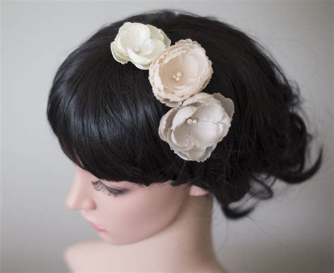 Flower Hair Pins Bridal Hair Pins Fabric Flowers Silk Etsy Bridal