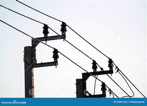 Power Line Insulators Stock Photo Image Of Pole Deliver 65861426
