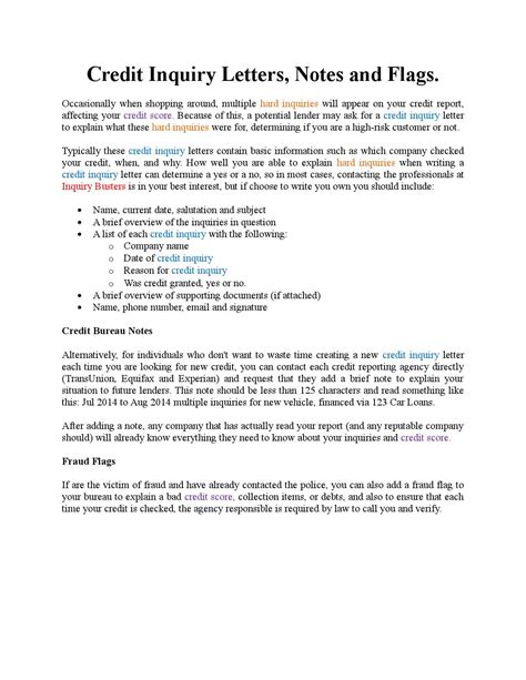 There are also example letters and an exercise. 10 credit inquiry letters notes and flags by ...
