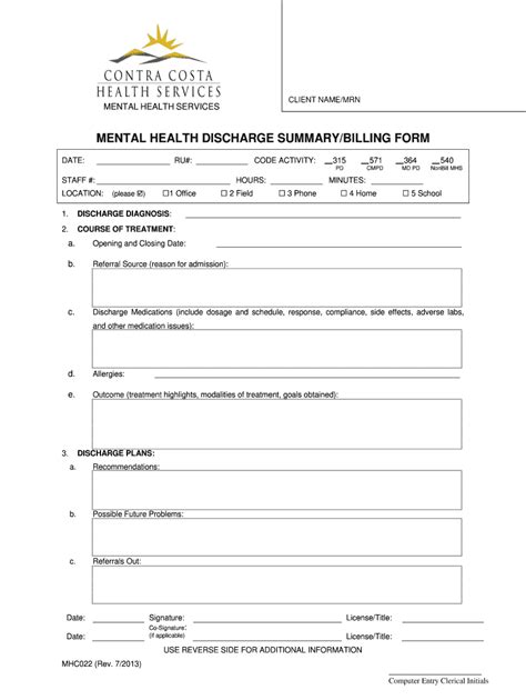 Printable Discharge Planning Worksheet