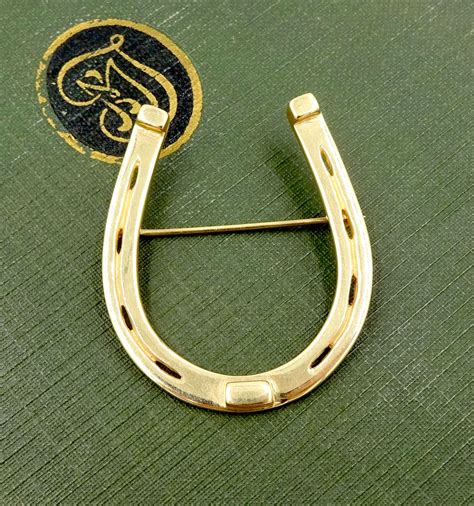Vintage 14k Gold Horseshoe Pin Brooch Figural Horse Shoe Etsy