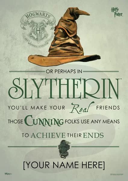Mightyprint Harry Potter Sorting Hat Slytherin Graphic Art Harry