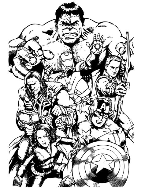 Awesome Avengers Team Coloring Page Avengers Coloring Superhero