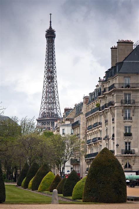Paris Street With A View To Eiffel Tower Stock Photo Image Of