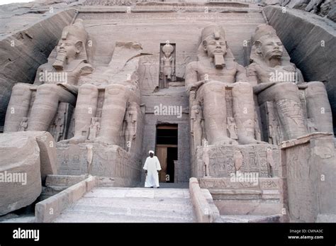 Four Colossal Statues Of Ramesses Ii Guard The Entrance To His Famous