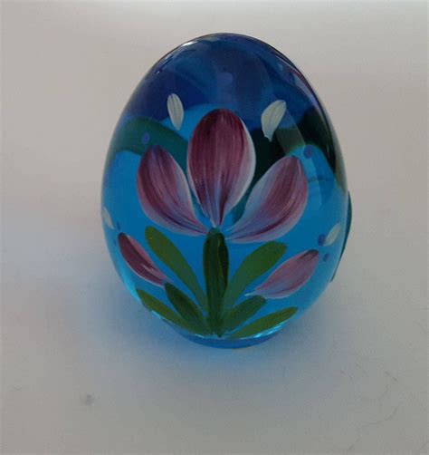 Collectible Fenton Art Glass Egg Fenton Blue Cobalt Egg Hand Painted Fenton Art Glass Egg