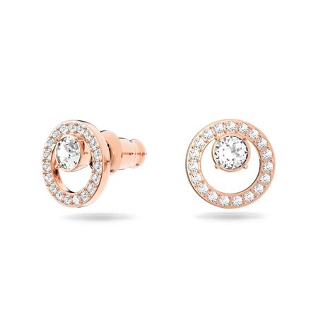 Buy Swarovski Attract Pierced Earrings White With Rose Gold Plating Online