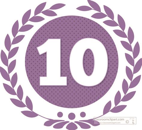 Numbers Clipart Wreath Number Ten Purple Classroom Clipart