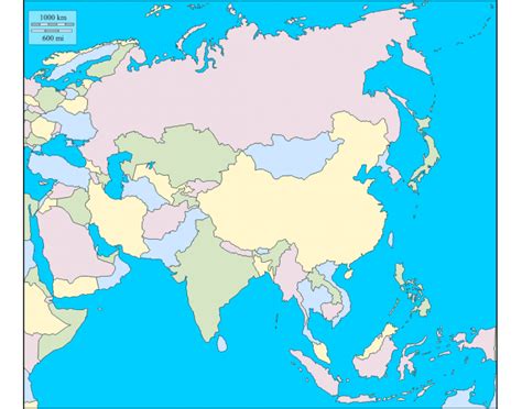 Ázia Slepá Mapa štáty — Printable Worksheet