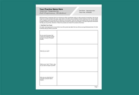 Self Forgiveness Worksheet Editable Fillable Printable Pdf Therapybypro