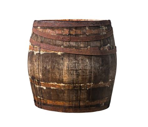 Oak Barrel Old Cracked Rusty Hoops Winemaking Extract Whiskey Isolated