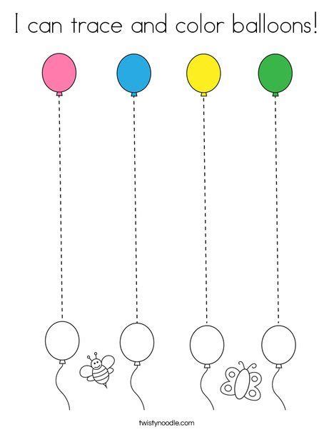 Balloon Trace Worksheet For Kindergarten