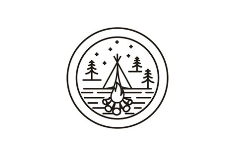 summer camp badge logo design in line art style 23361954 vector art at vecteezy