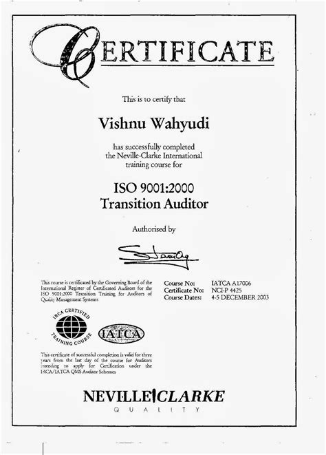 New Horizon My Iso 9001 Lead Auditor Certificates Quality