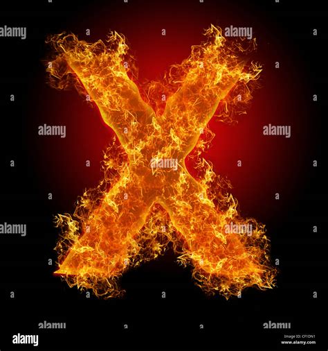 Fire Letter X On A Black Background Stock Photo Alamy