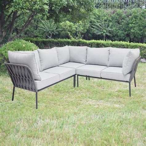 style selections stratford outdoor sectional with gray cushion s and steel frame in the patio