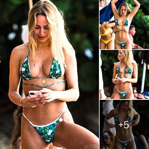 Kimberley Garner Showcases Her Stunning Physique In A Revealing Palm Print Bikini During Her