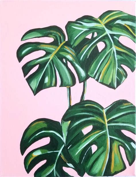 Monstera On Pink 11 X 14 Inch Original Acrylic On Stretched Etsy