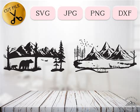 Wildlife Nature Lake Scene Svg Bundle Mountain Pond Landscape Etsy