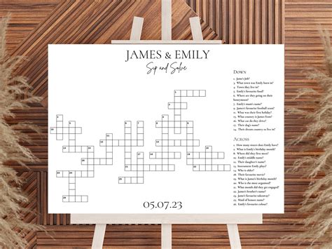 Custom Wedding Crossword Puzzle Large Sip And Solve Crossword Etsy Uk