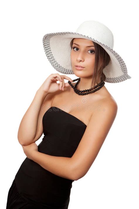 Beautiful Woman In A Hat Looking At Camera Stock Photo Image Of