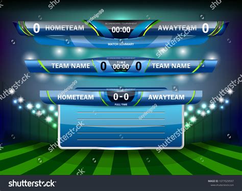 Vektor Stok Scoreboard Broadcast Graphic Lower Thirds Template Tanpa