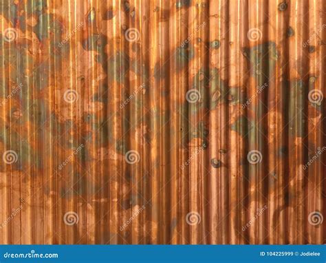 Rustic Corrugated Metal Copper Industrial Background With Brown Grungy