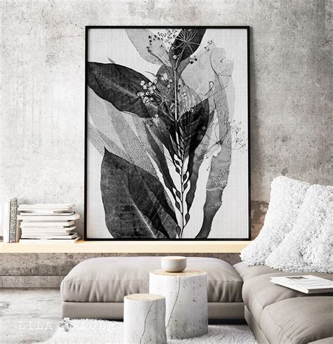 Botanical Print Black And White Wall Art Printable Digital Download