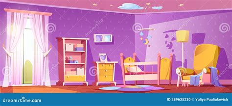 Nursery Baby Room Interior And Child Bed Furniture Stock Illustration